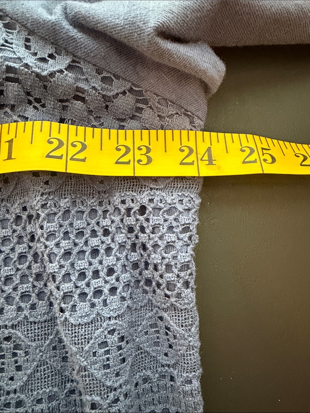 croft & barrow Blue Crochet-Front Long Sleeve Tee - Picture 6 of 6